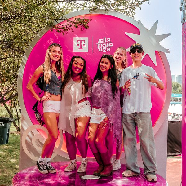 Festivalgoers on the record-player stage
