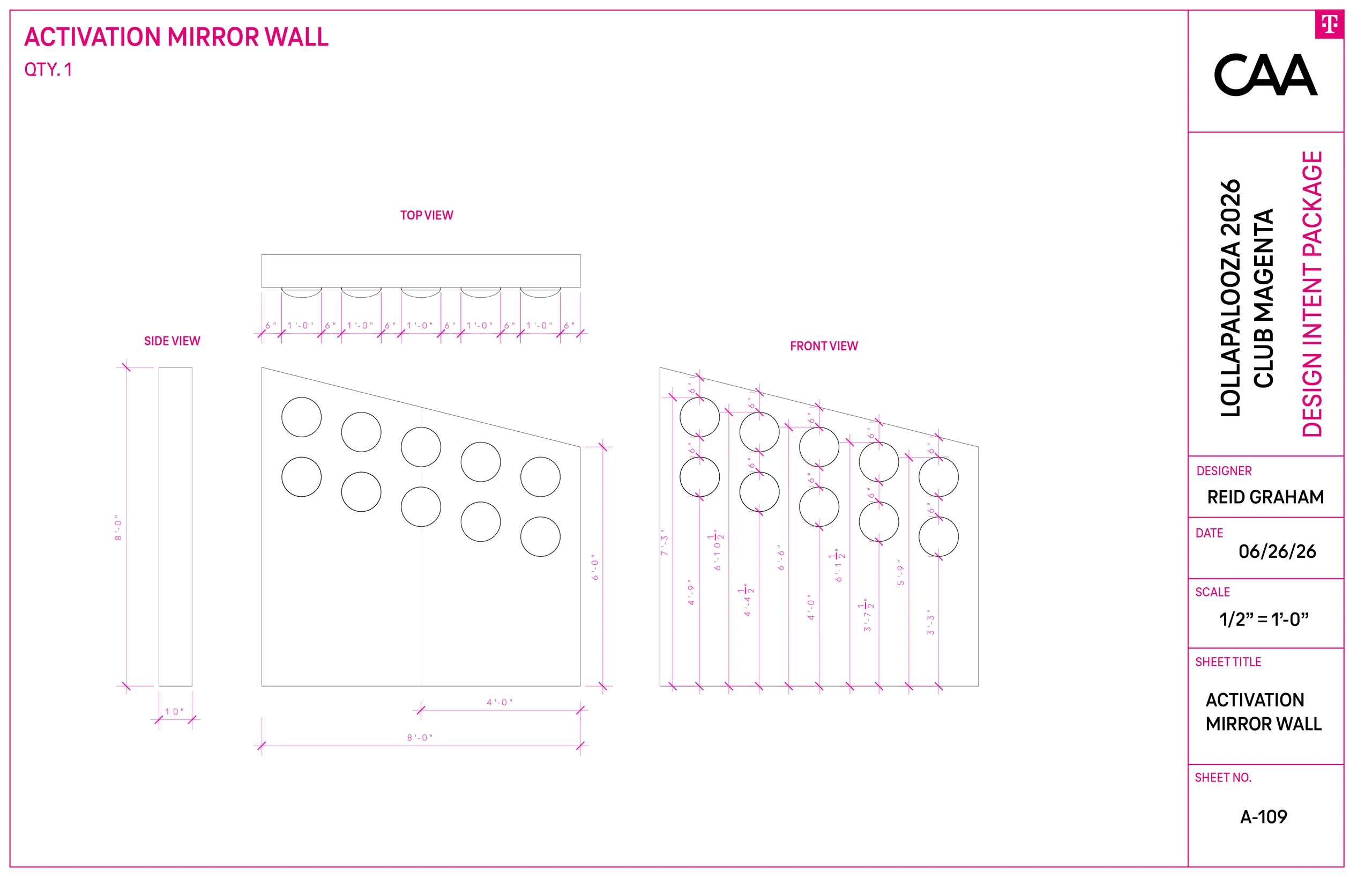 Technical drawing — Activation Mirror Wall