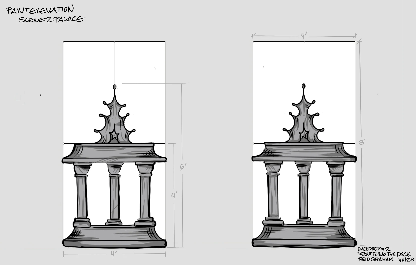 Paint elevation, Scene 2: Palace