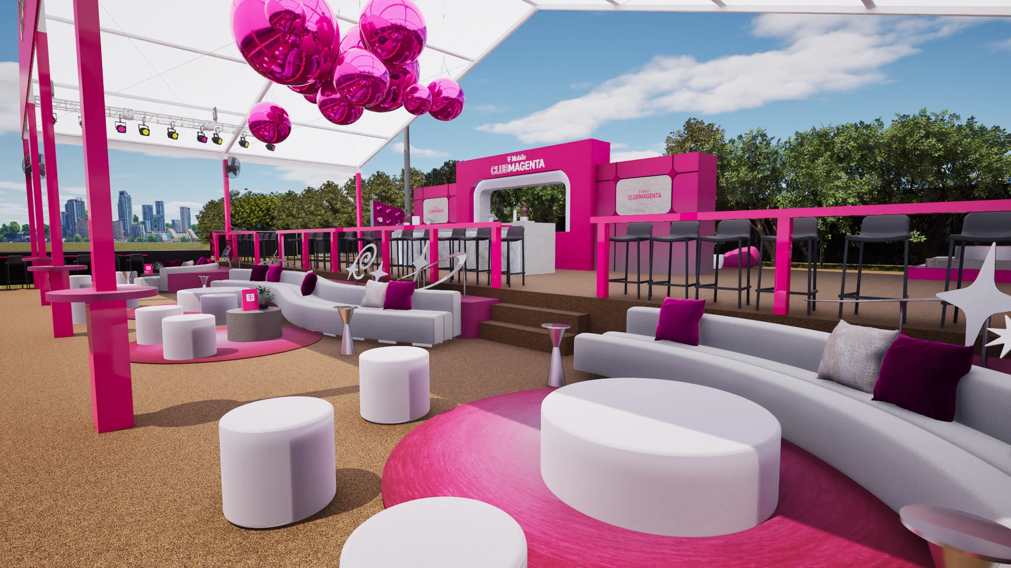 Club Magenta — lounge seating rendering