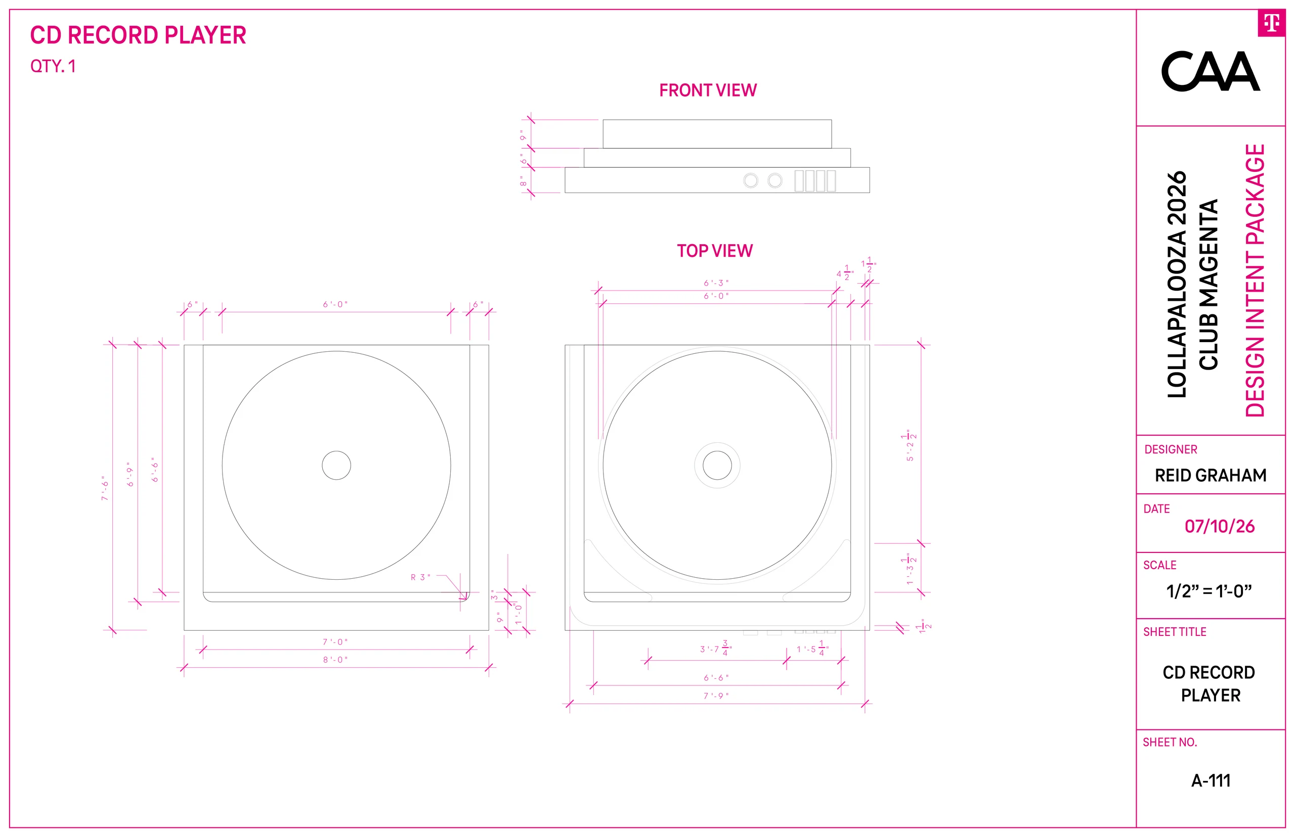 Technical drawing — CD Record Player
